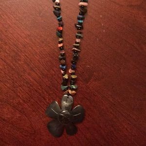 Beautiful Stone Beaded Flower Necklace